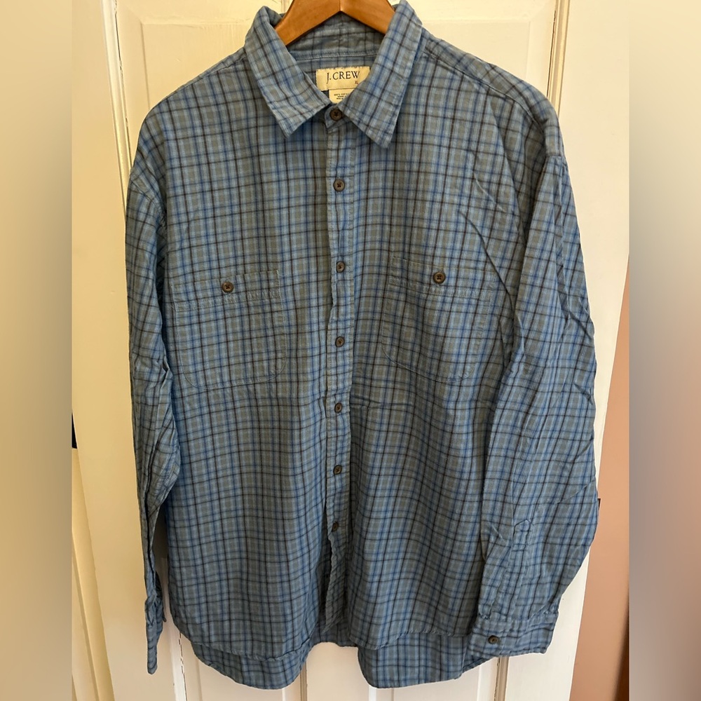 J. Crew Men's Casual Blue Striped Shirt